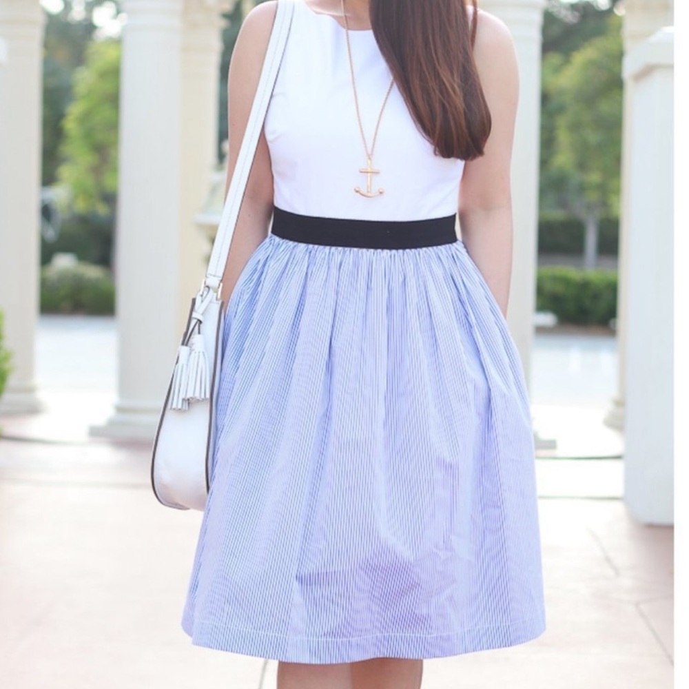 Kate Spade White Blue Striped Dress